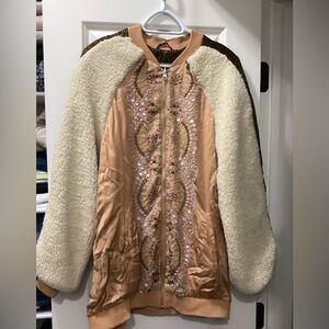 FP Movement by Free People Cream and Tan Teddy Jacket
